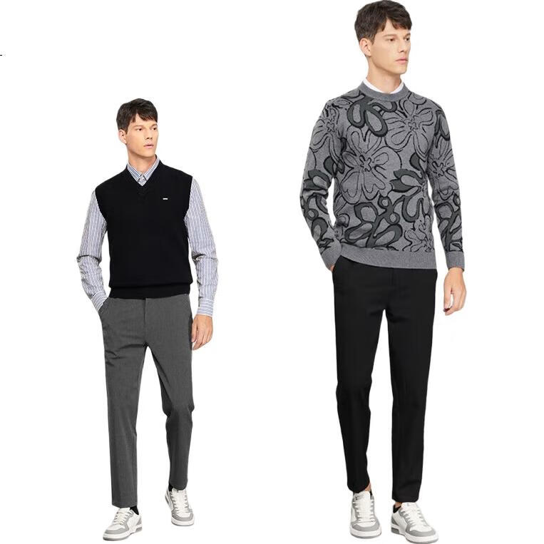 DANCING WOLVES [TR Wrinkle-Resistant] Business Commute Casual Pants, Crisp And Stylish Men's Casual Trousers, 001 Black, Size 28