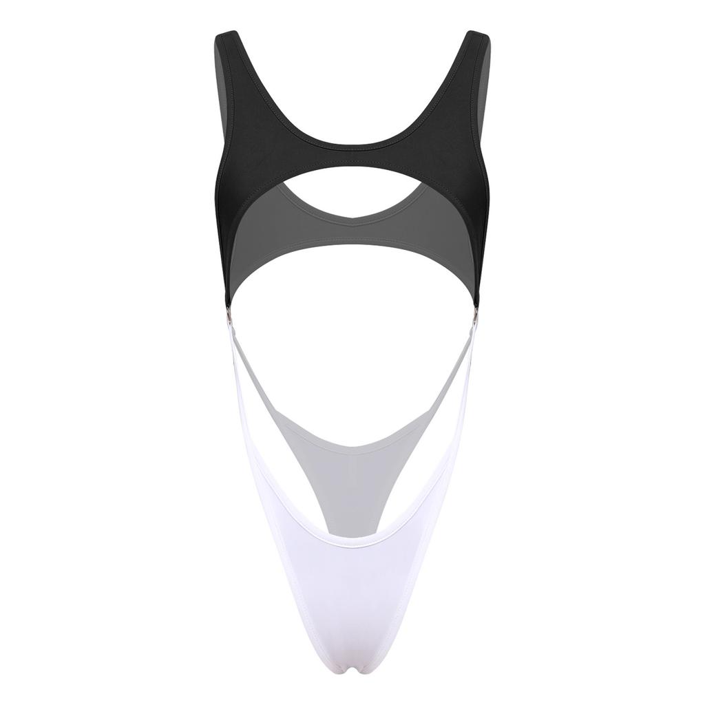 Traje de baño de una pieza para mujer con recorte sin mangas y aro O, tanga cheeky, body para playa, piscina, tomar el sol