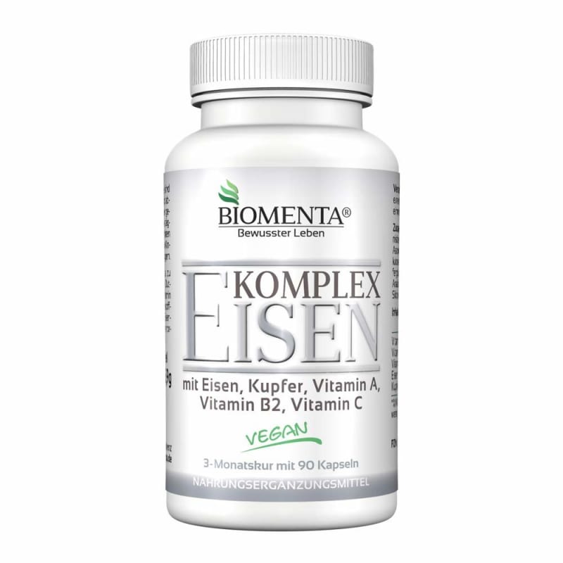 

BIOMENTA Iron Complex (Iron + Copper + Vitamin A, B2, C) 90 Capsules
