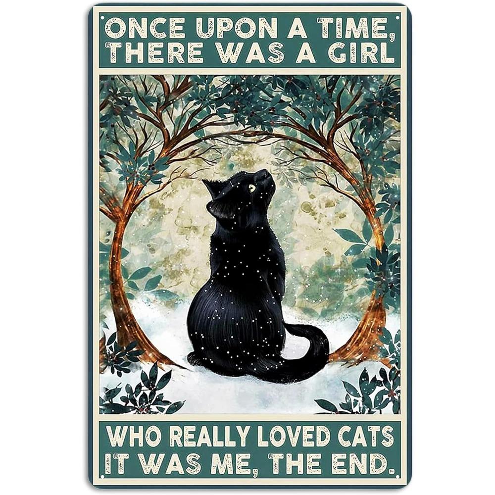Black Cat Witch Halloween Darkness My Old Friend Retro Tin Signs Vintage Wall Decoration Home Bar Kitchen Hotel Dining Room Metal Poster 8x12 Inch