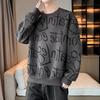 Men's Graffiti Hoodie, Plus Size, Round Neck, Long Sleeve, Spring/Autumn 2025 Trendy Teen Base Layer Top