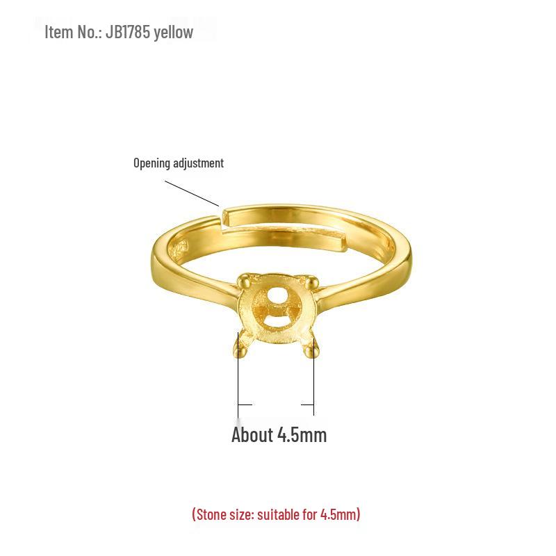 

Korean Style S925 Silver Four-Prong DIY Ring Setting for Women with 18K Craft, Carat Diamond Couple Ring Empty Setting.