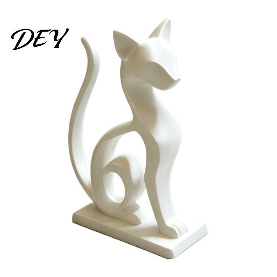 Hand Carved Table Decor Minimalist 3D Printed Cat Figurine, Decorative Animal Statue Ornament, Creative Detailed Home Interior Small Desktop Sculpture