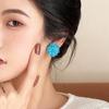 Exquisite Blue Flower Imitation Crystal Earrings for Non-Pierced Ears - Eye-Catching and Bright.