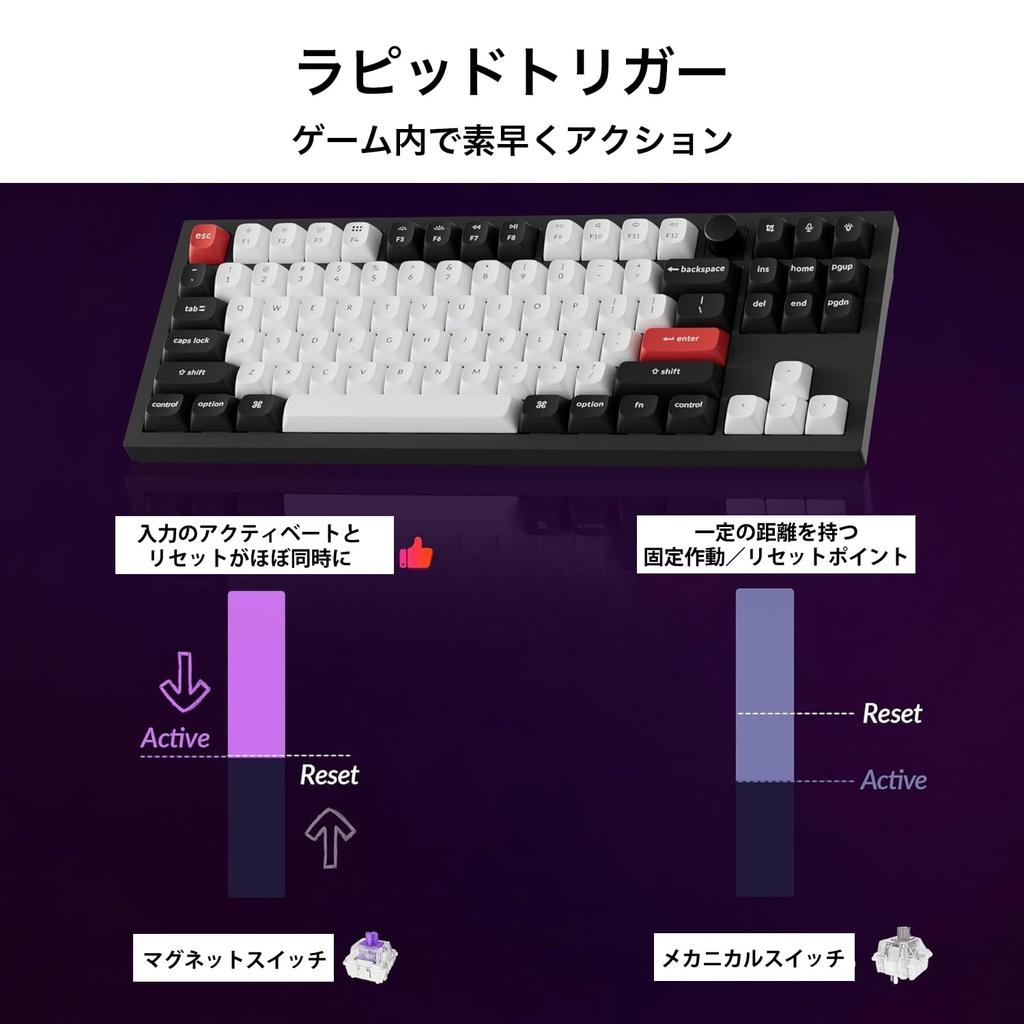 Keychron Q3 HE QMK Wireless Custom Gateron Magnetic Rapid Wired RGB Full Compatible with and Linux Carbon Keyboard, Hall-Effect Double-Rail Switches,