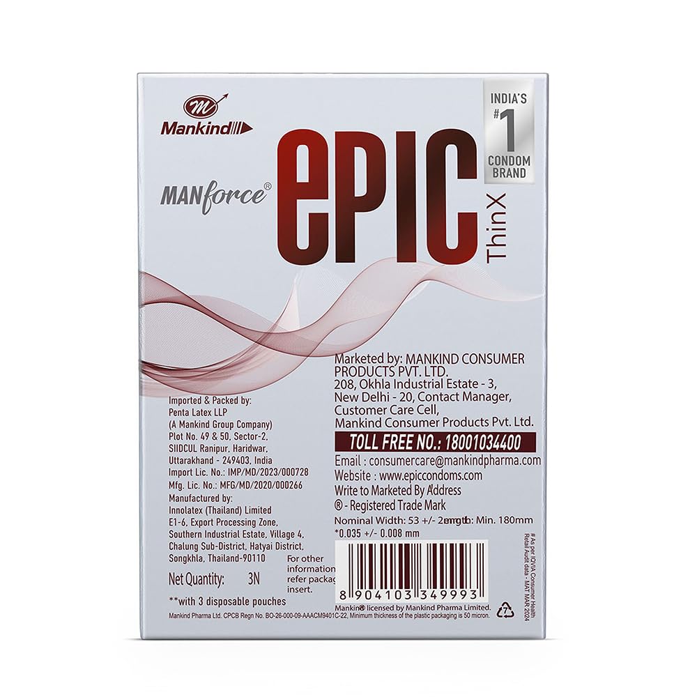 Manforce Epic ThinX Overloaded | Ultra Thin Extra Lube Condoms with Easy Peel Pack | 3 Sheets Each, Pack of 2
