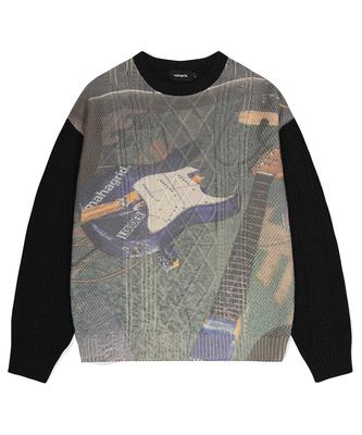 MAHAGRID Broken Guitar Cable Knit Sweater Black(Mg2Dfmk622A)