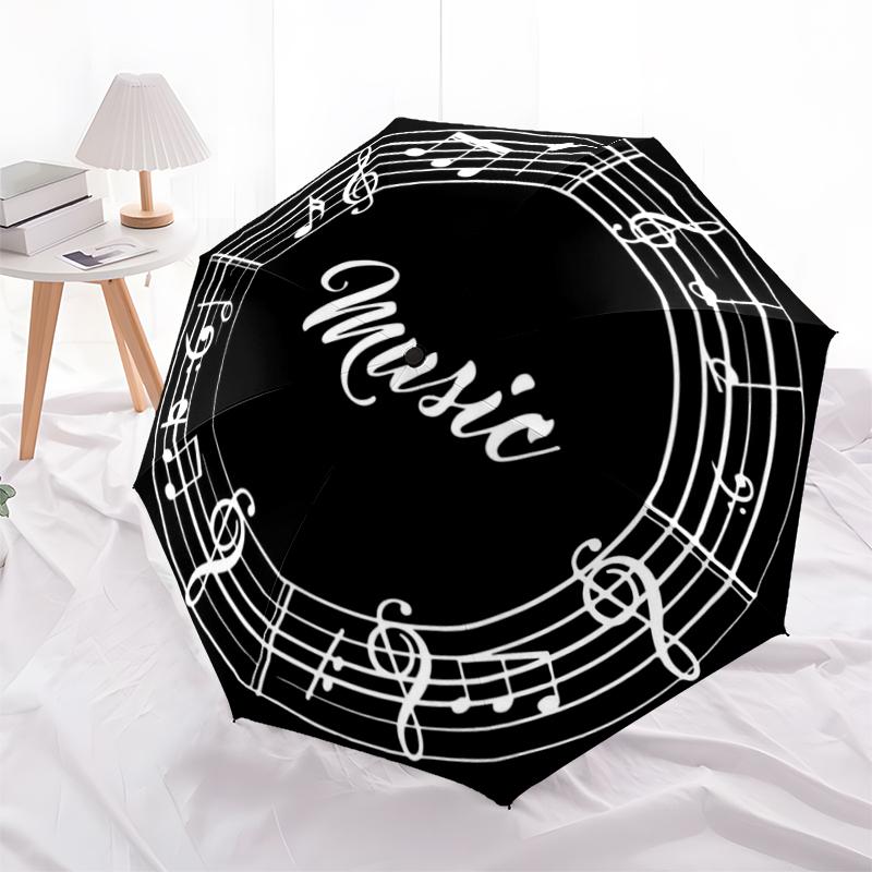 1PC Musical notes Umbrella Portable Folding Umbrella Iron Frame Hole Bone Structure Outdoor Home Umbrella A3