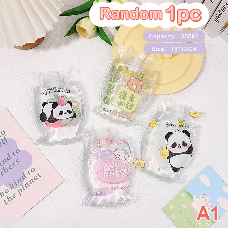 Portable Safe Hot Water Bag Cute Girl Heart Relaxing Transparent Warm Water Bottle Household Mini PVC Material Hand Warmer 1pc