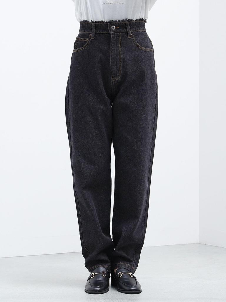 BEAMS HEART Denim Tapered Size Black Women's Pants, M,