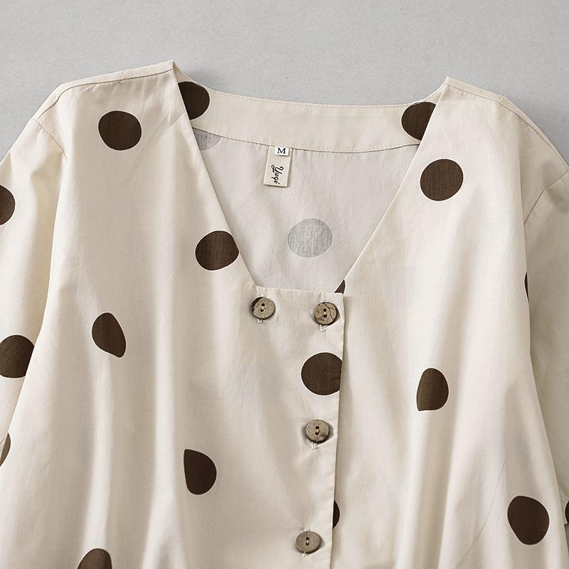 Women's Waist Slimming A-line Skirt Simple Polka Dot Dress MIDI Skirt