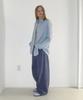 RONRON Button Pocket Oversized Shirt Blue Stripe