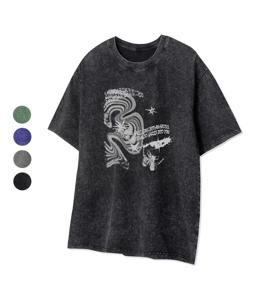 STANDARDERROR 87-Stan333 Y2K Cyber Butterfly Crack Pigment Short Sleeve T-Shirt (4 Colors)