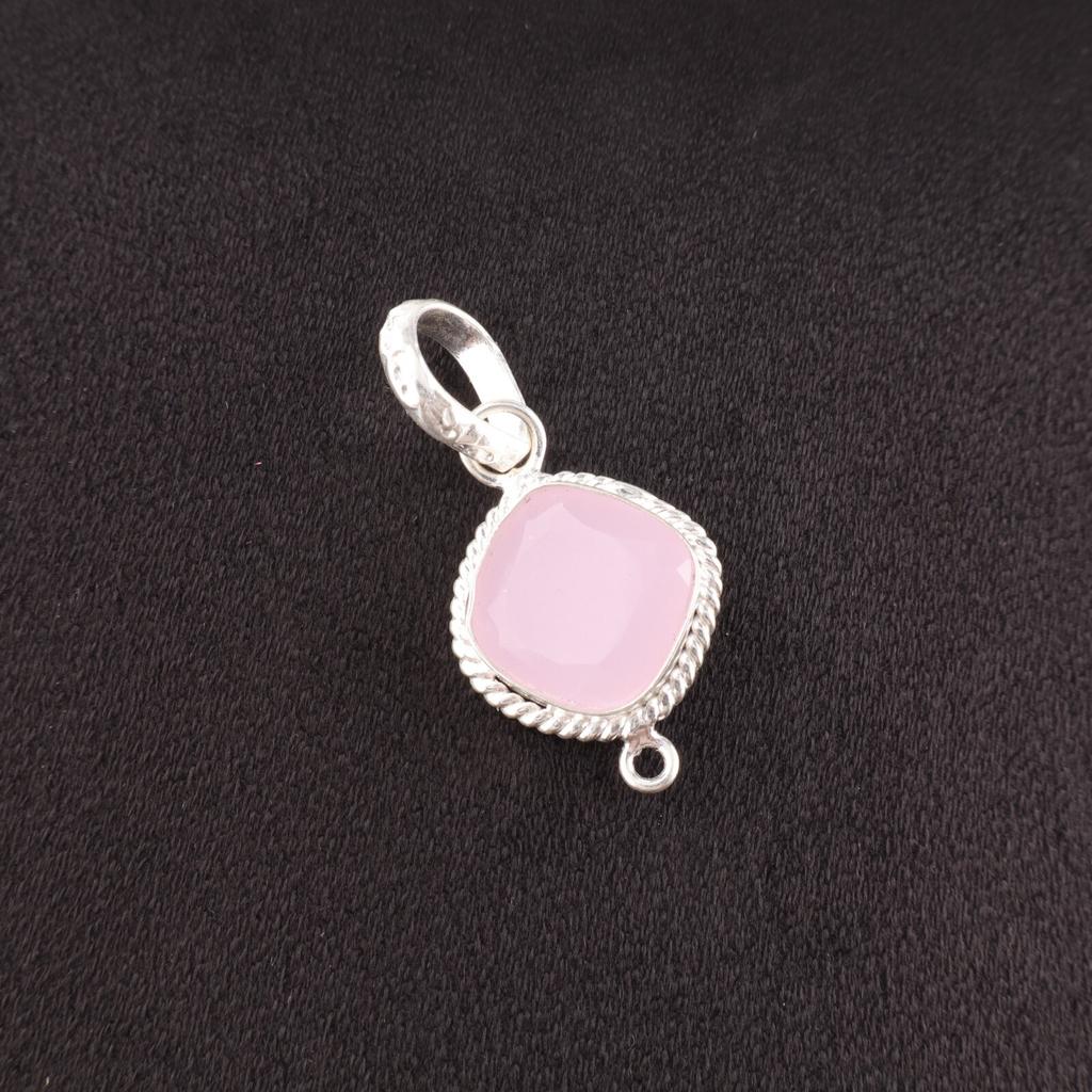 Cushion Rose Chalcedony Stone 925 Silver Birthday Gift Wedding Pendant Jewelry PP-11-15