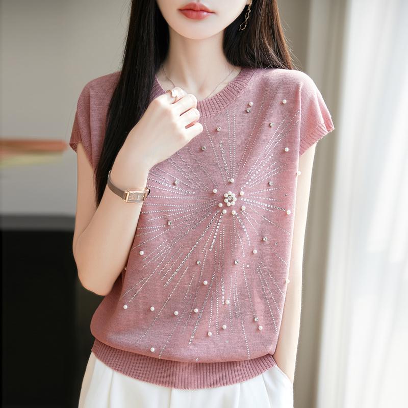 Women Knit T-shirt MODERN NEW SAGA Summer Knitted Shirt Short Sleeve Tees O-neck Pullover Knit Tops