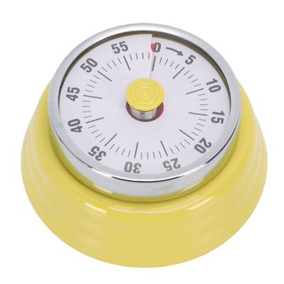 Vintage Kitchen Timer Stainless Steel 60 Minute Countdown Visual Timer with Sound Reminder for Cooking Work Study Yellow