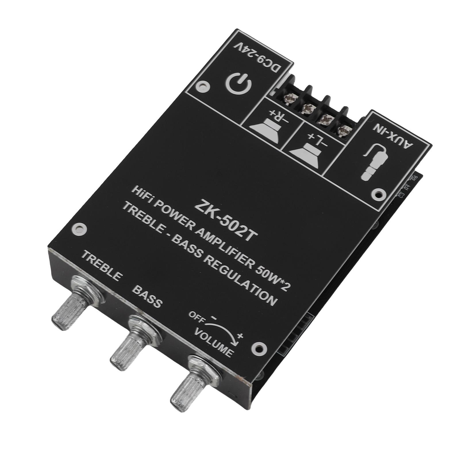 

Power Amplifier Board Module Bluetooth Stereo Dual Channel AMP with Treble Bass Control ZK‑502T