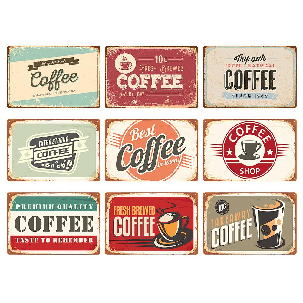 Buy Retro Coffee Metal Plate Tin Sign Vintage Poster for Bar Pub ...