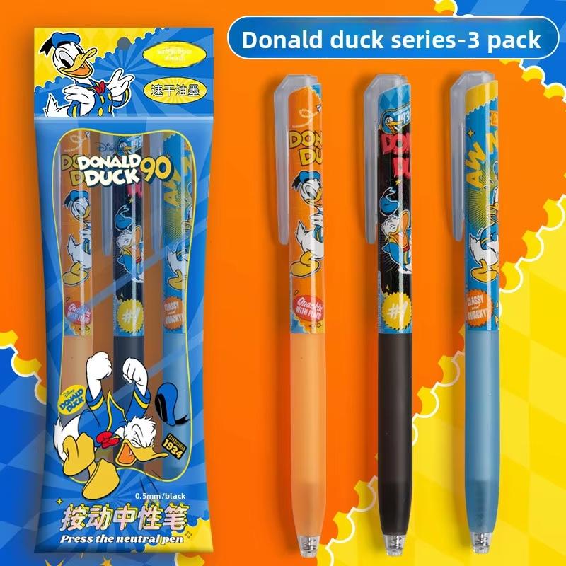 MINISO 3PCS/Set Cartoon Characters Retractable Black Gel Pens Set Bullet Tip 0.5mm School Office Supplies Stationery Anime Accessories