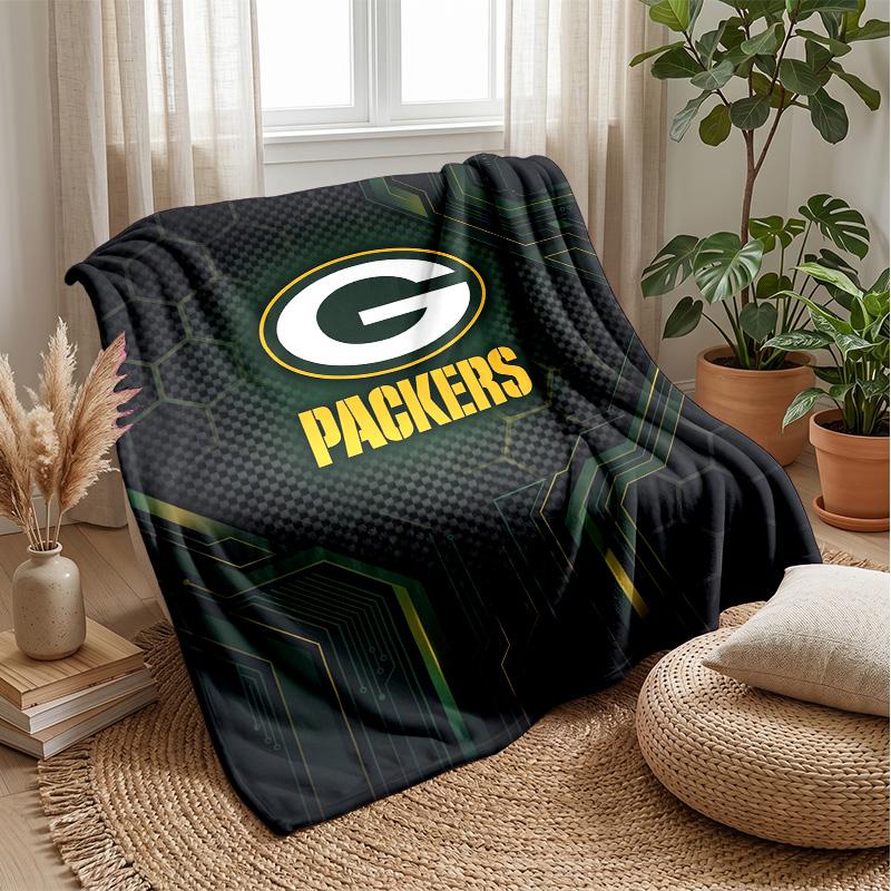 Green Bay Packers Flannel Fleece Blanket Cozy Warm Throw Blanket For Couch Bed Travel All Season Use