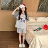 2026 Hot Summer Girls' Cartoon Pajama Set - Cute & Stylish Short-Sleeved Top with Shorts for Comfortable Homewear