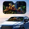 Funny Frog Print Sun Visor Reusable Aluminum Foil Windshield UV Protection Heat Insulation Cover Sun Visor Sunshade