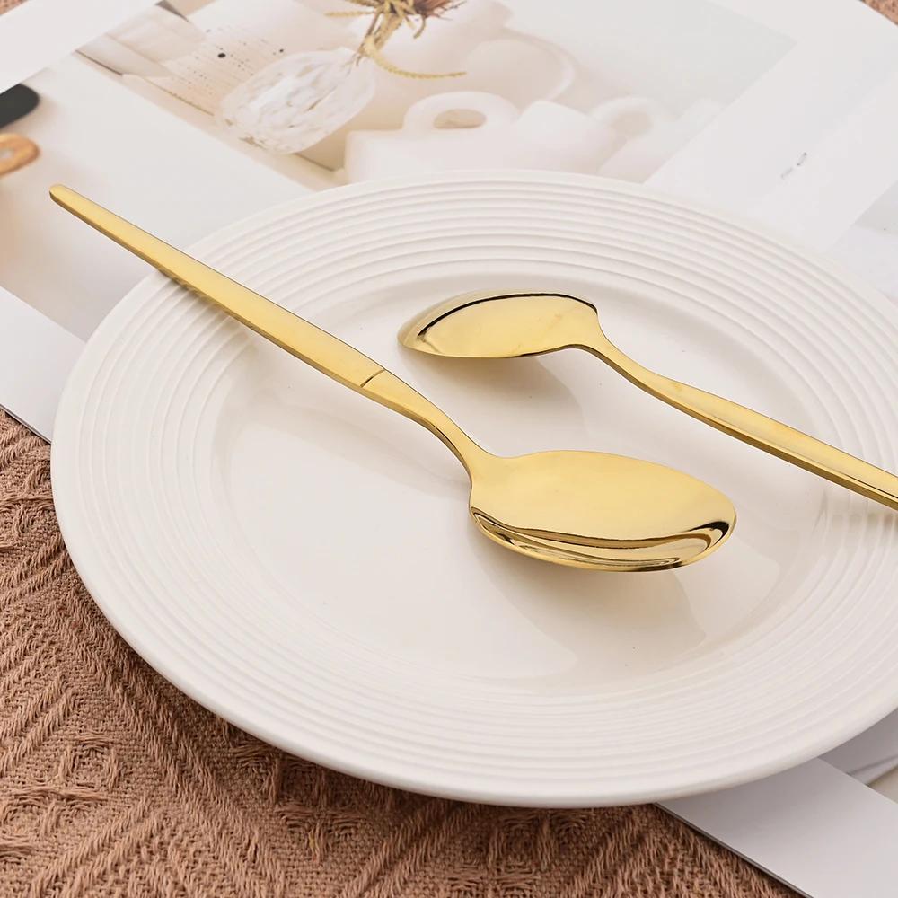 16Pcs Cutlery Set Dinner Knife Fork Spoon Flatware Set Kitchen Gold Dinnerware Stainless Steel Tableware Silverware Set Gift