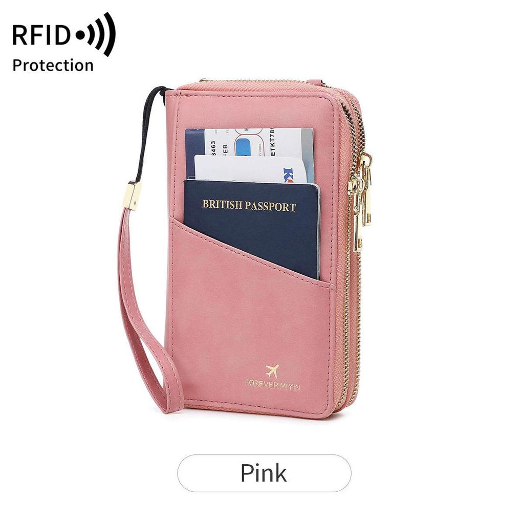 Multi-Functional RFID Anti-Theft Passport Crossbody Bag with Double Zipper