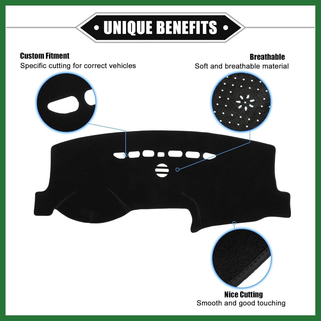 Motoforti Car Dashboard Cover Mat Compatible for Ford Fusion 2013-2021, Protective Polyester Black Center Console Interior Trim Dash Board Mat