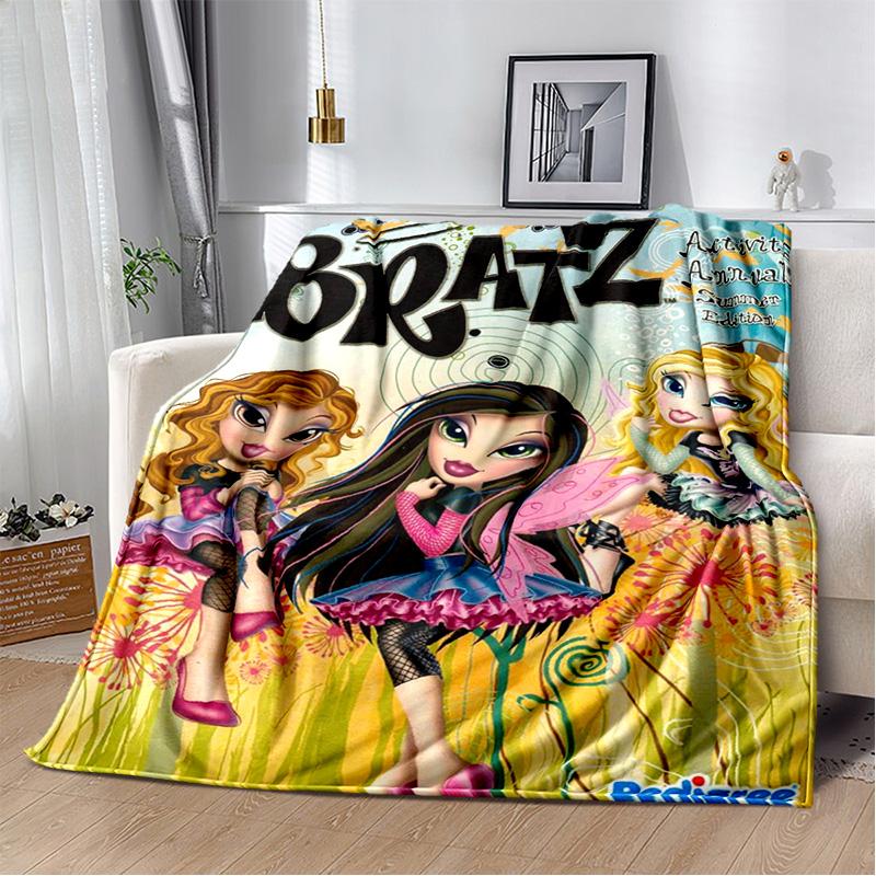 Bratz Cartoon 3D Printed Girls Blanket,Flannel Soft Throw Blanket for Home Bedroom Bed Sofa Picnic Office Hiking Cover Kids Gift