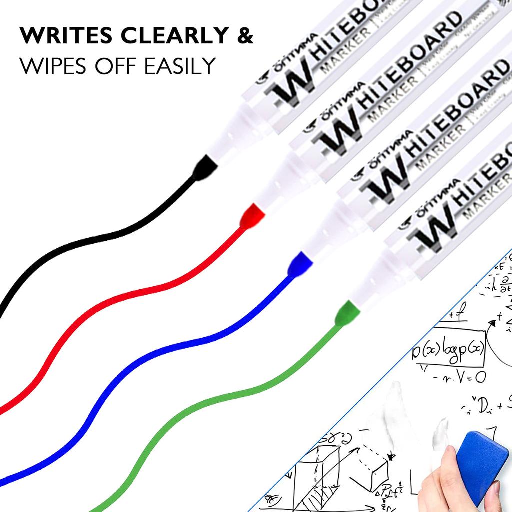 Dry Erase Whiteboard Markers 2.0mm Fine Tip, Low Odor Non-Toxic Washable Pens for Kids Classroom Office, Bulk Erasable Markers Set