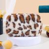New Leopard Print Soft Plush Cosmetic Bag Makeup Bag Portable Toiletries Skincare Product Storage Bag Travel Makeup Organizer
