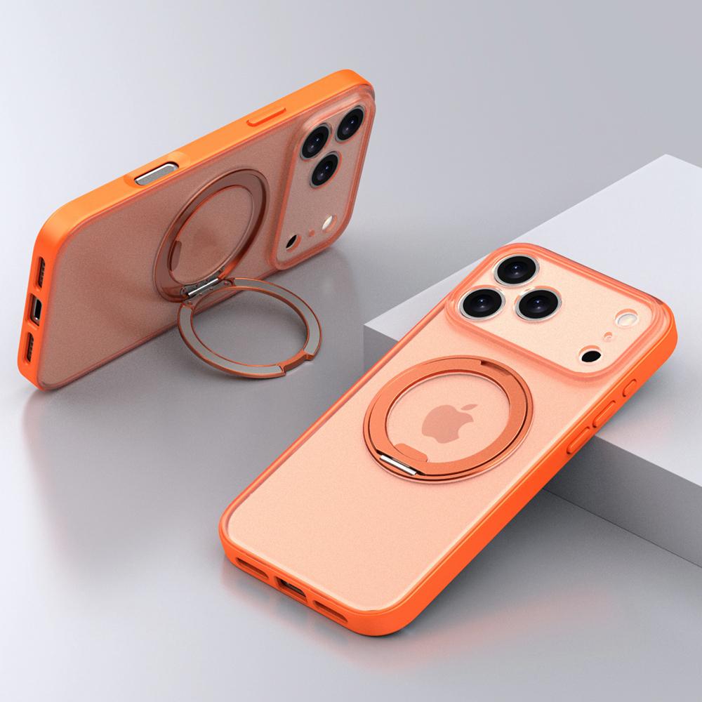 KEYSION 360° Rotating Magnetic Ring Stand Case for MagSafe for iPhone 17 Pro Max 17 Air Matte Transparent Shockproof Phone Cover
