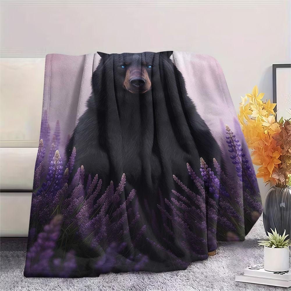 1Pc Lavenderanimals Print Flannel Blanket, High quality Comfortable for All Seasons, Home Decor, Warmth and Comfort, Perfect for Christmas Gifts