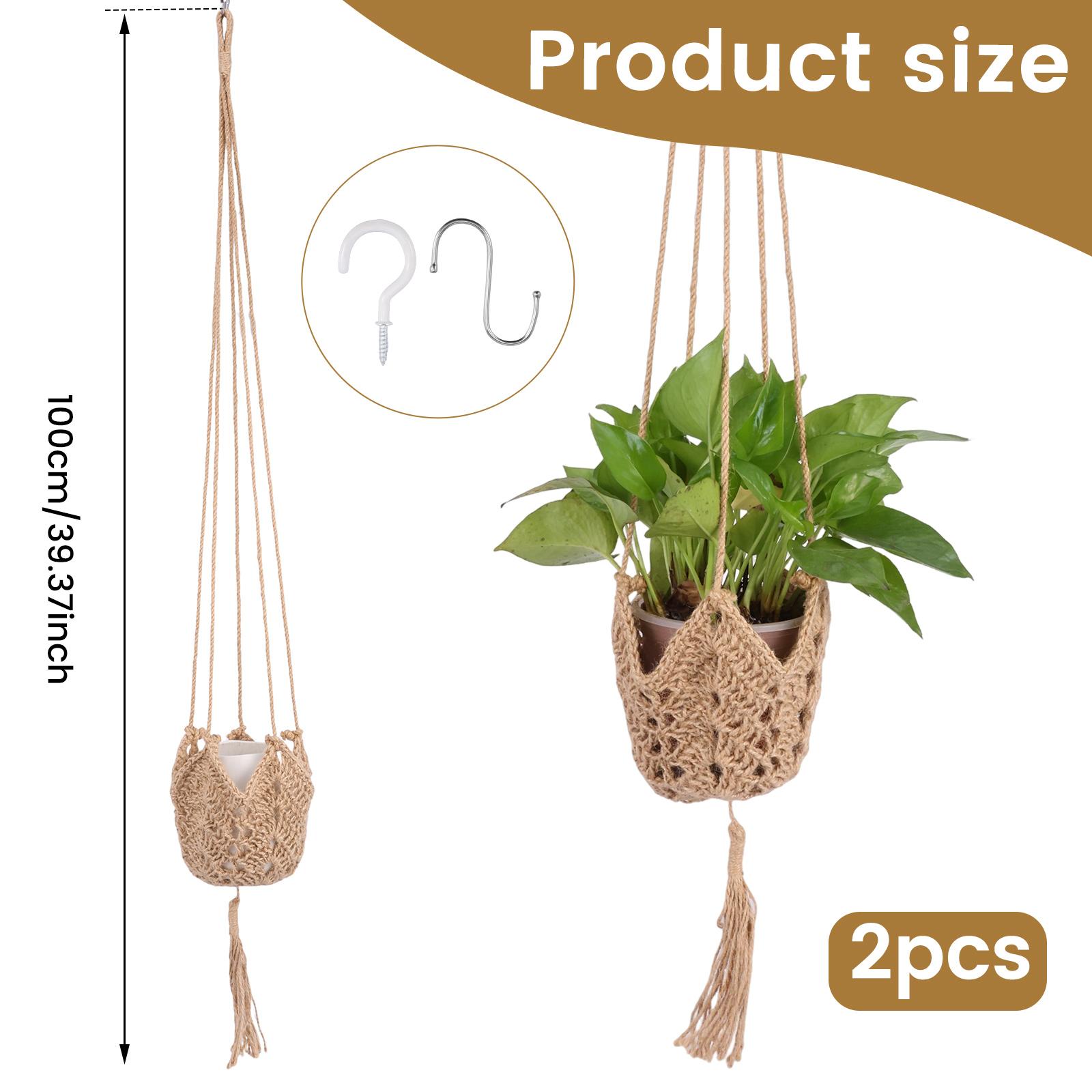 

2Pcs Macrame Plant Hanger Baskets Flower Pot Holder with Hook Balcony Planter Basket Decor Lifting Rope Home Garden Supplies