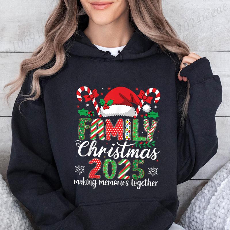 Familienweihnachten 2025 Druck Damen Herren Hoodie Passende Feiertagsgrafik Hoodies Mode Lässig HipHop Sweatshirt Harajuku Unisex