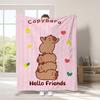 Capybara Flannel Blanket, Vibrant Colors Cute Capybara Design, Warm Throw Blanket for Couch Bed Travel Home Bedroom Living Room