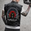 Men's Workwear Denim Jacket with Turned-down Collar, Single Button Fastening, Sleeveless, Casual Jacket Vest Wais Coat 25