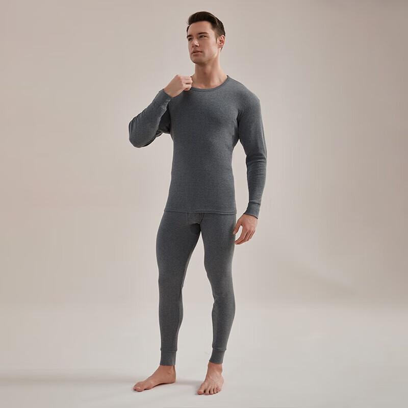 Hengyuanxiang Men's Thin Pure Cotton Antibacterial Thermal Underwear Set