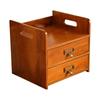 Small Item Drawer Storage Box In Solid Wood with Upper Tray Plus Label Frames for Bedroom, Office, Entryway, Closet, or Cabinet Use