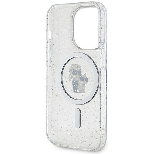 Karl Lagerfeld Klhmp15Lhgkcnot Iphone 15 Pro 6.1 Transparent Hardcase Karl&Choupette Glitter Magsafe