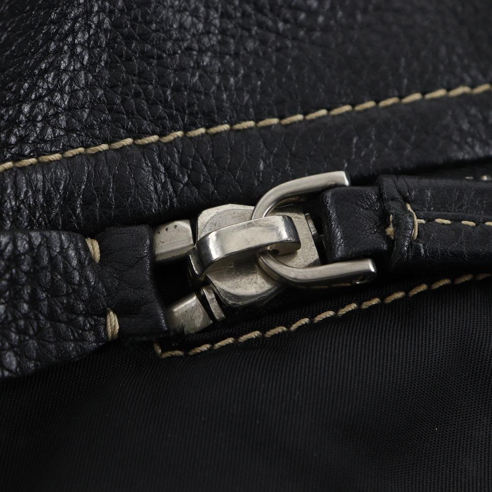 PRADA Logo embossing Tote Bag black Nylon/leather Women Used