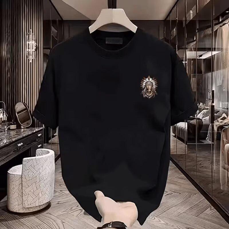Crew Neck Short-Sleeved T-Shirt Men'S Design Sense Trendy Casual Half-Sleeved Versatile Loose Cotton Top T-Shirt