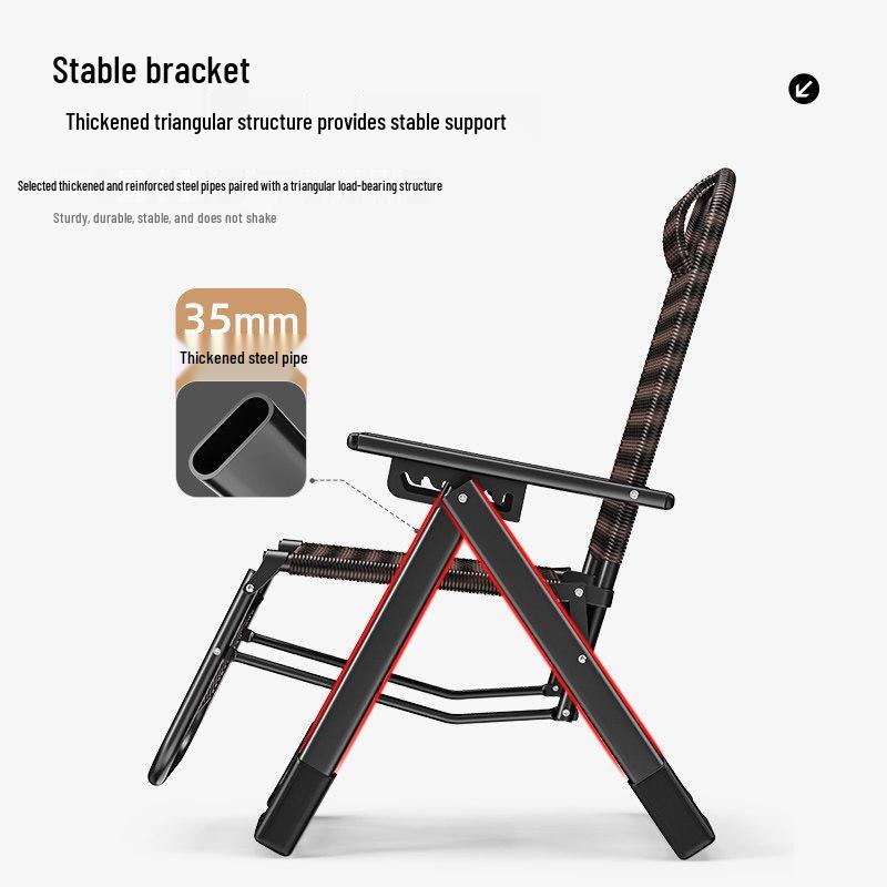 Dual-Use Folding Rattan Chair for Lounging and Napping - Perfect for Balcony and Home Leisure, with Comfortable Backrest for the Elderly.