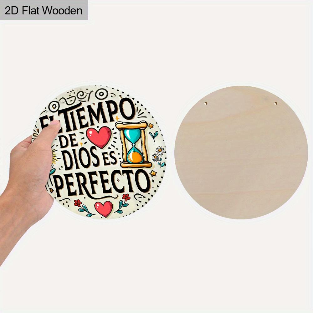 Spanish Bible Scriptures Wooden Sign - Round Ornament for Front Door, Wall, Room Hanging Decor - Ideal Home Hanging Ornament