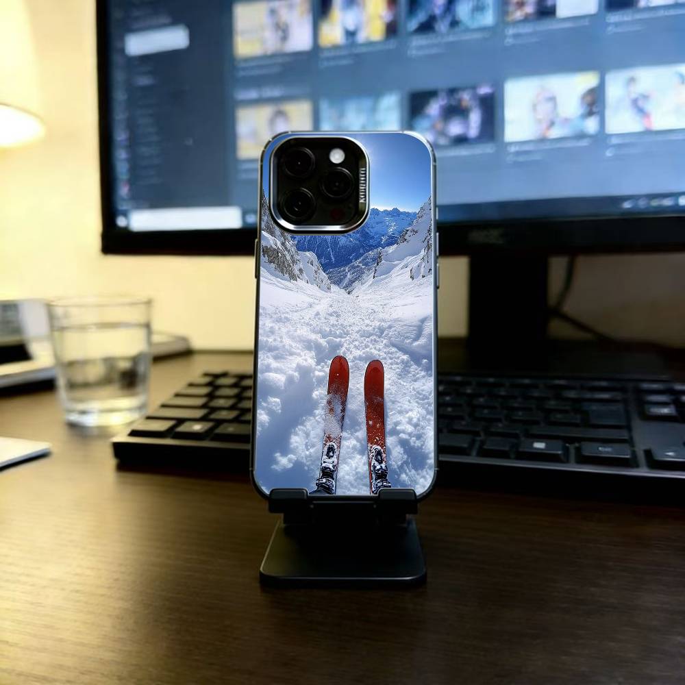 

Зимний чехол для телефона для катания на лыжах для iPhone 17,16,15,14,13,12,11 Plus,Pro Max,XS,Разноцветный Серебристо-Черный Чехол iPhone16