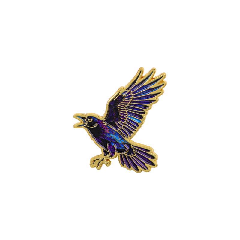 1Pcs Collar Lapel Pins Metal Badges Jewelry Punk Enamel Pin Cartoon Crow Brooch For Coat Halloween Brooches Party Gift