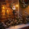 Easy Installation Outdoor Path Lights Snowman Garden Stake Light, Solar Powered Crescent Moon Lamp, Festive Iron Lawn Stakes Warm Glow