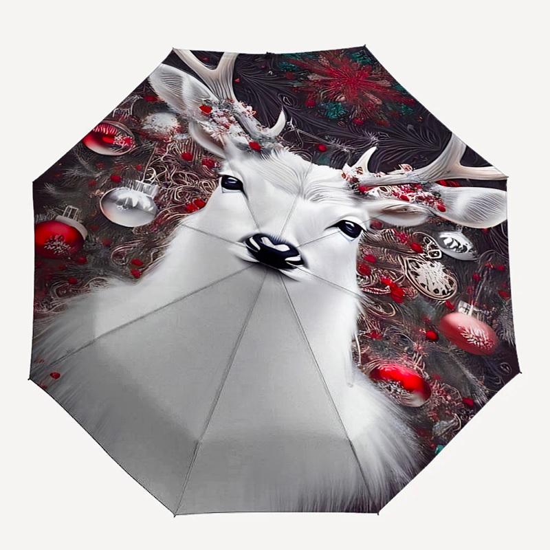 

1pc Deer umbrella automatic open/close, 8-Rib Durable Frame, Compact Folding Design, Ideal Birthday/Holiday Gift 1166A