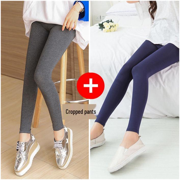Leggings da Yoga Neri Elasticizzati in Modal da Donna - Taglie Forti, Lunghezza 3/4, Sottili per Primavera & Autunno